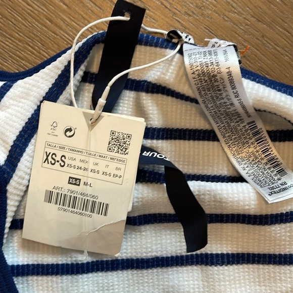 New nwt Zara Limitless Contour Seamless Playsuit Romper size xs small navy white - Picture 3 of 4